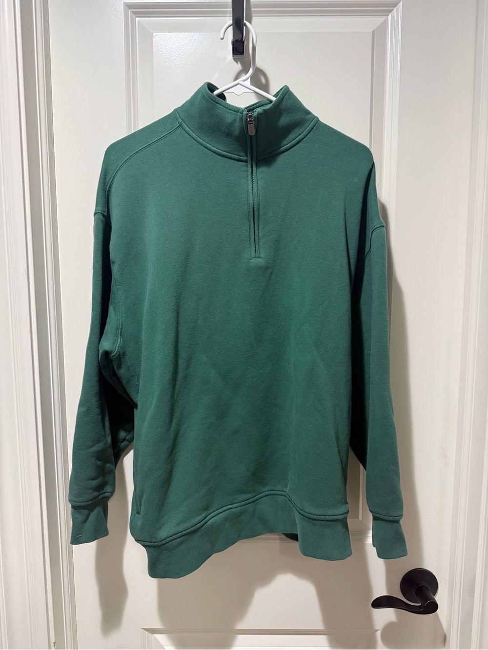 Athleta Women’s Trillium Green Forever Fleece Quarter-Zip Pullover Sweater